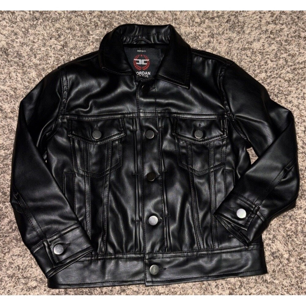 Jordan Craig Vegan Leather Trucker Jacket Kids Size 4 Excellent Condition